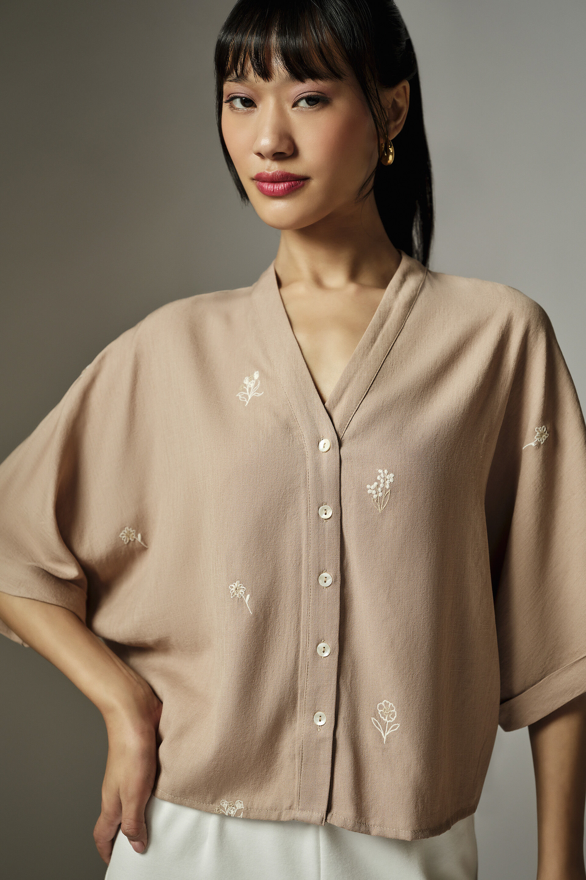 Beige Embroidered Shirt, Beige, image 2